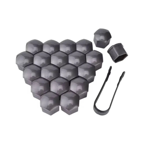 Kit 20 Embellecedores Capuchones Cubre Bulon Rueda 17mm Gris