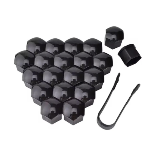 Kit 20 Embellecedores Capuchones Cubre Bulon Rueda 17mm Negro