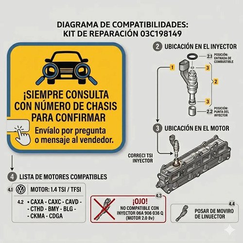 Kit Reparación Inyector Wv Audi 1.4t Ea111 - Image 2