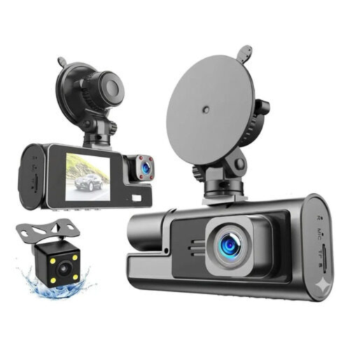Camara Dashcam Auto 3 Lentes Frente Interior Trasera Hd